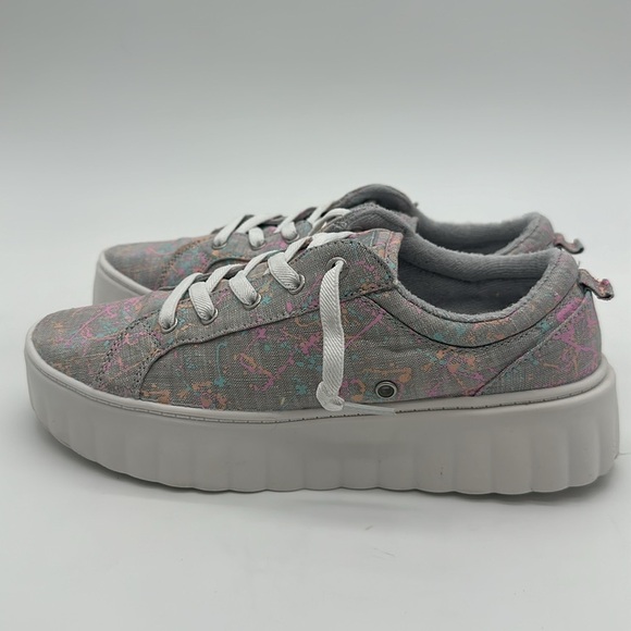 Roxy Womens Size 9 Sheilahh Slip on Platform Sneaker Shoe Gray Pink Elastic Lace - Picture 10 of 13